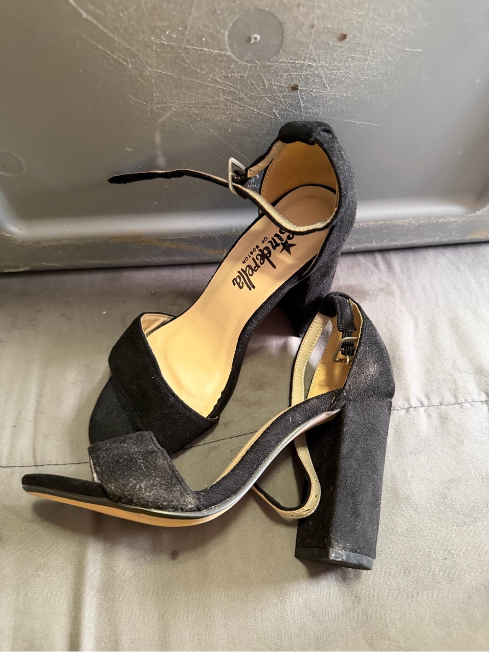 Black Ankle-Strap Block Heels by Xhilaration